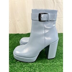 Steve Madden Brisa Platform Ankle Boots Leather in Light Blue SZ 7 New Defect